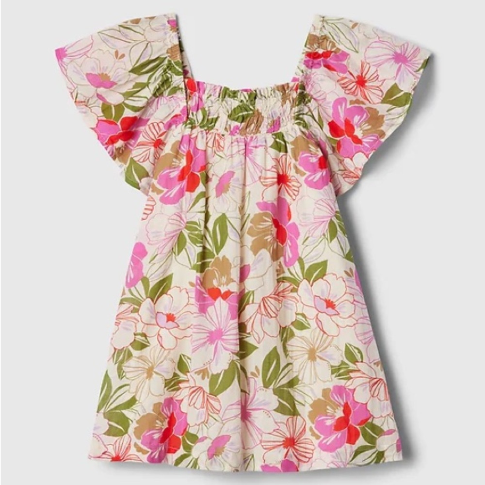 GAP Floral Kids Dress - Pink, Green, Cream